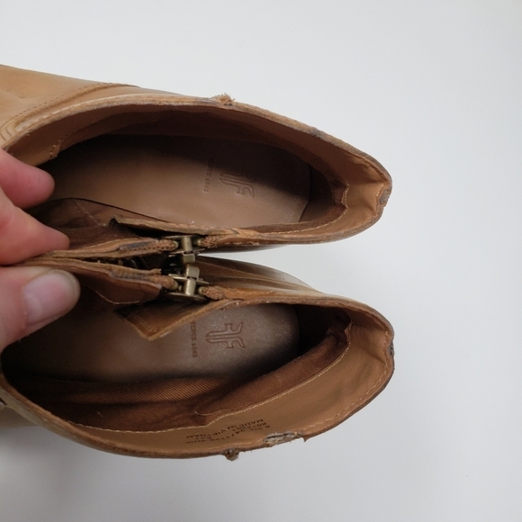 Frye Ankle Boots Women's Size 6.5 Jennifer Wheat Side Zip Pointed Toe - Flaws - Picture 10 of 12